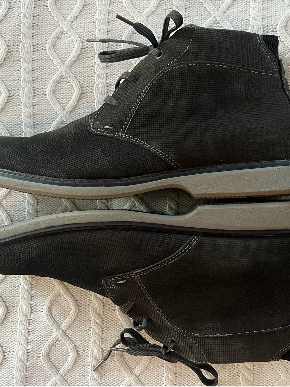 New! Nunn Bush Leather Non-Marking Lace up Ankle Boots Dark Gray Size 13